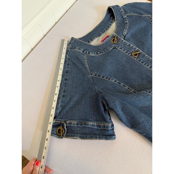 Westport Women's Plus 14/16 Denim Short Sleeve Button Front Button Pocket Jacket - Picture 9 of 10